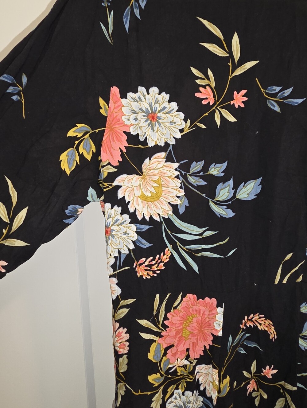 ZARA Woman Black Floral Button-Front Maxi Shirt Dress - SZ L